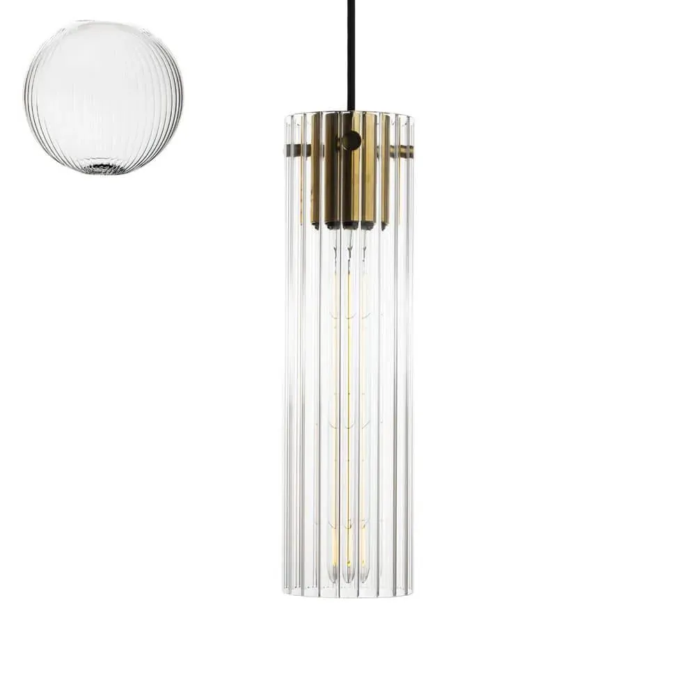 Temple Medium Pendant Light - Fine Ribbed Glass image