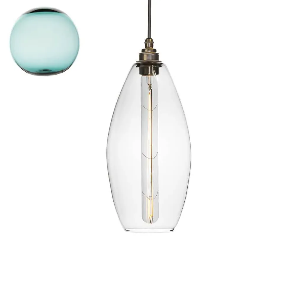 Victoria Medium Pendant Light - Teal Glass