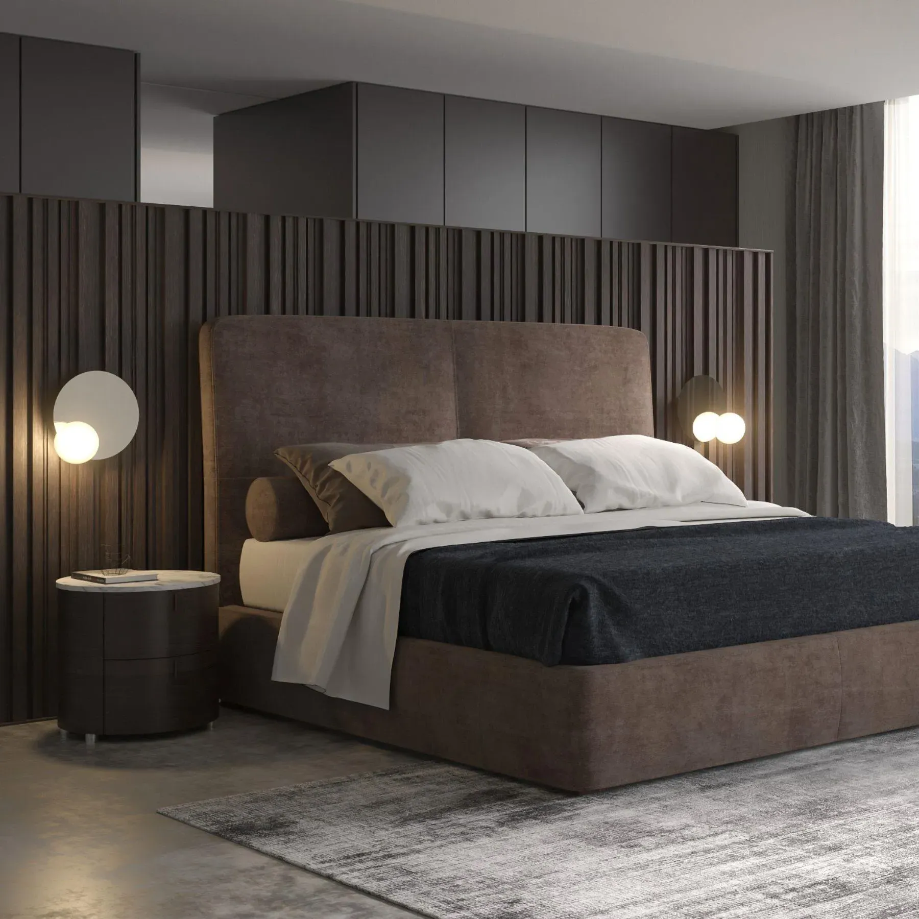 Wall Light with Ribbed Glass - Frosted Glass