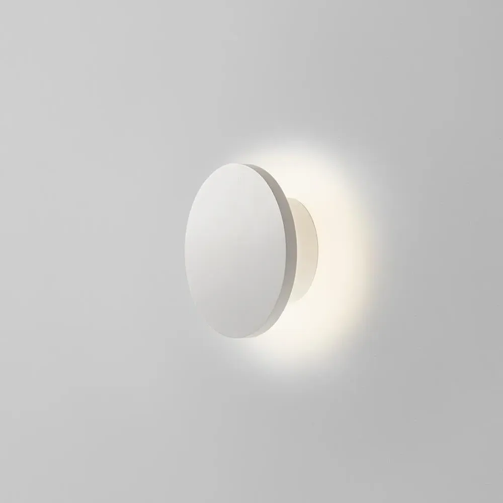 12cm Round Wall Light with Dimmer - White, Aluminium