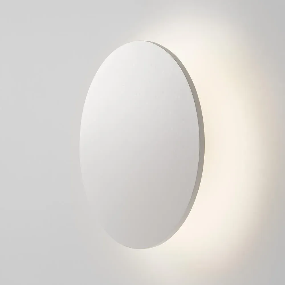 40cm Round Wall Light with Dimmer - White, Aluminium
