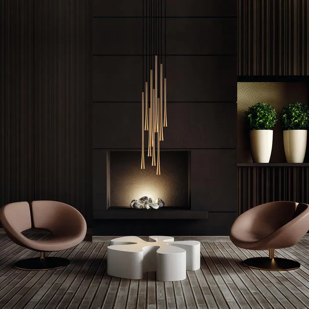 60cm Drop Pendant Light - Gold, Aluminium