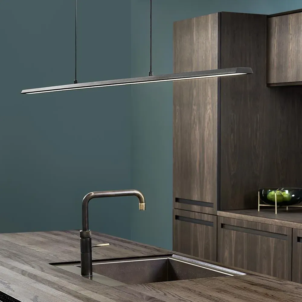 Large Pendant Light Slimline Design - Black