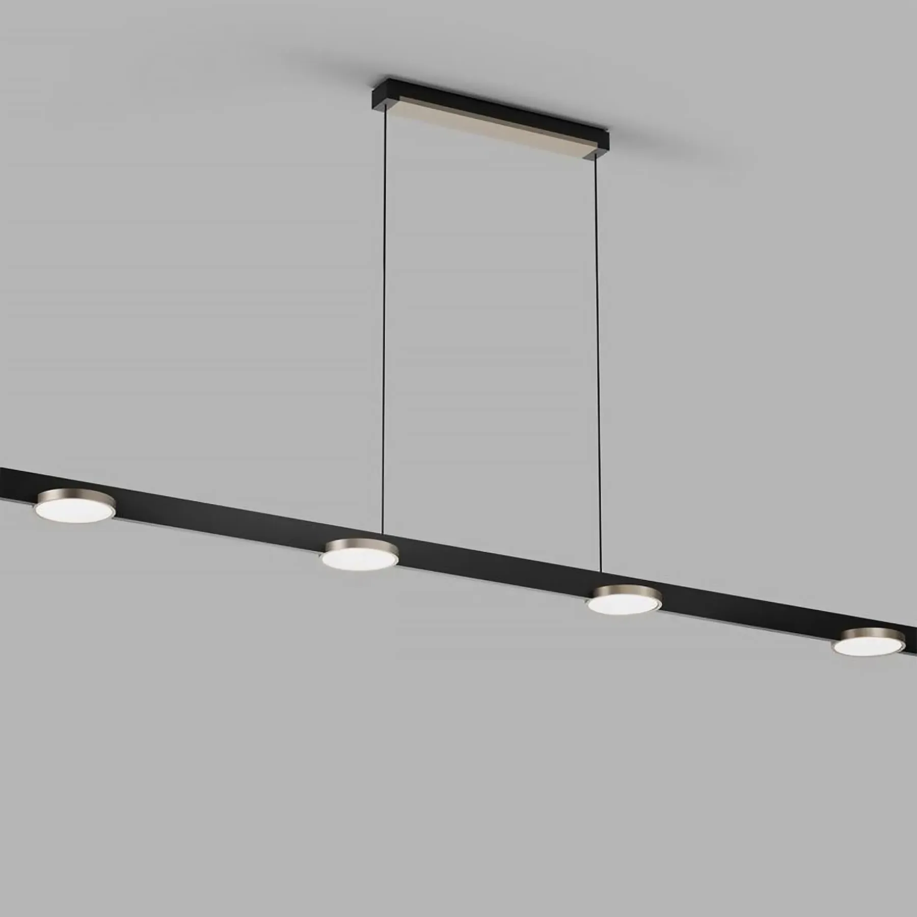 Linear Disc Pendant Light - Silver, Aluminium