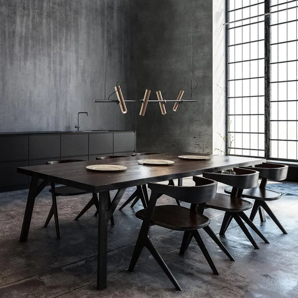 Small Linear Pendant Light - Rose Gold, Aluminium