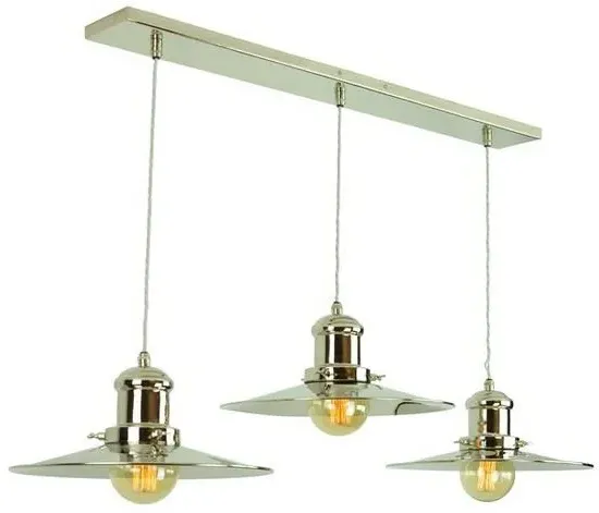 2-Light Pendant Light - Polished Nickel, Brass