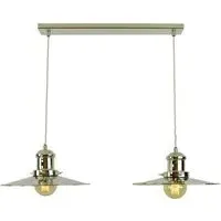 2-Light Pendant Light - Polished Nickel, Brass