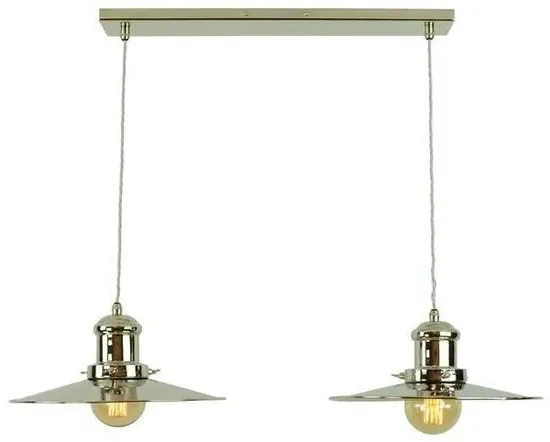 2-Light Pendant Light - Polished Nickel, Brass