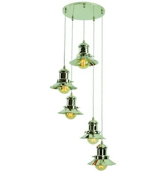 3-Light Cluster Pendant Light - Distressed, Brass