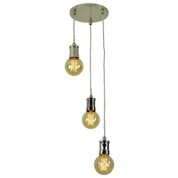 3-Light Cluster Pendant Light - Distressed, Brass