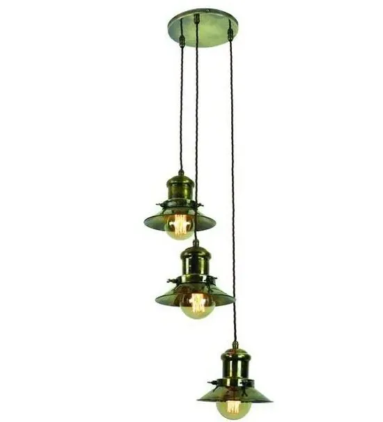 3-Light Cluster Pendant Light - Nickel, Brass