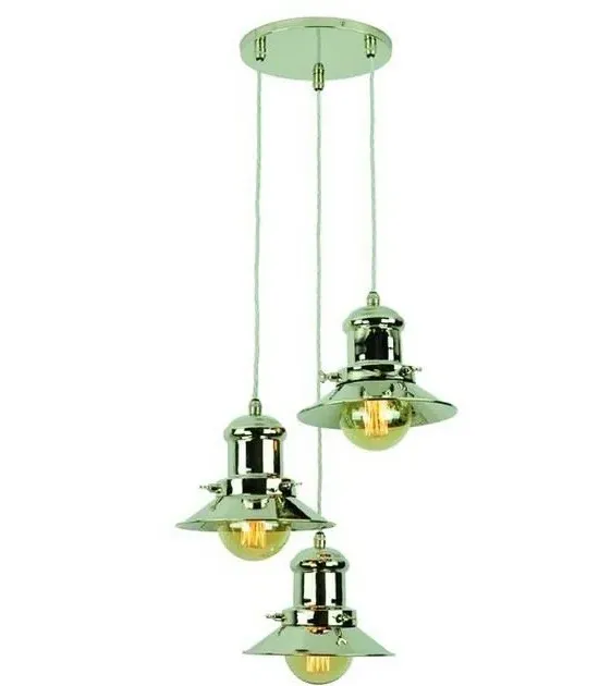 3-Light Cluster Pendant Light - Nickel, Brass