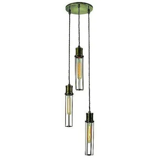 3-Light Cluster Pendant Light - Nickel, Metal