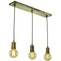 3-Light Pendant Light - Distressed, Brass
