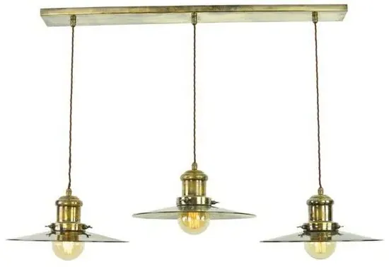 3-Light Pendant Light Large - Distressed, Brass