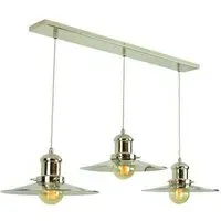 3-Light Pendant Light Large - Nickel, Brass