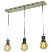 3-Light Pendant Light - Nickel, Brass