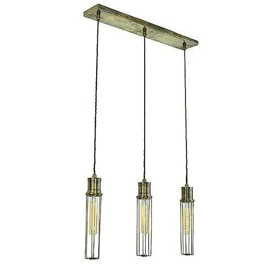 3-Light Pendant Light with Cage - Polished Nickel