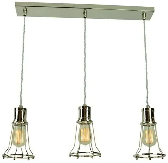 3-Light Pendant Light with Cages - Brass