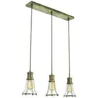 3-Light Pendant Light with Cages - Brass