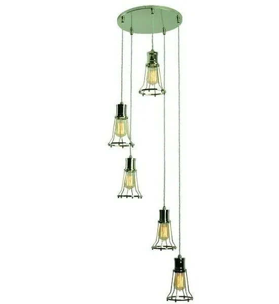5-Light Cluster Pendant Light - Distressed Brass