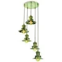 5-Light Cluster Pendant Light - Distressed, Brass