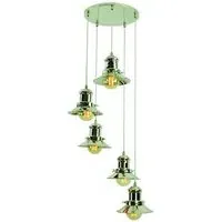 5-Light Cluster Pendant Light - Nickel, Brass