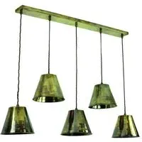 5-Light Pendant Light - Distressed, Brass