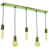 5-Light Pendant Light - Distressed, Brass