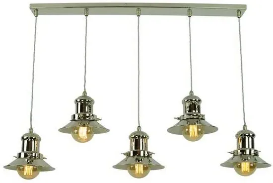 5-Light Pendant Light - Distressed, Brass