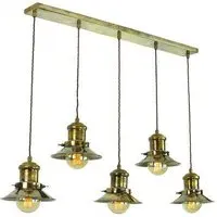 5-Light Pendant Light - Distressed, Brass
