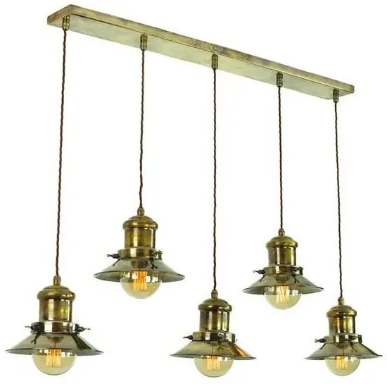 5-Light Pendant Light - Distressed, Brass image
