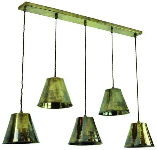5-Light Pendant Light - Nickel, Brass