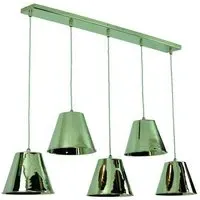 5-Light Pendant Light - Nickel, Brass