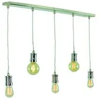 5-Light Pendant Light - Nickel, Brass