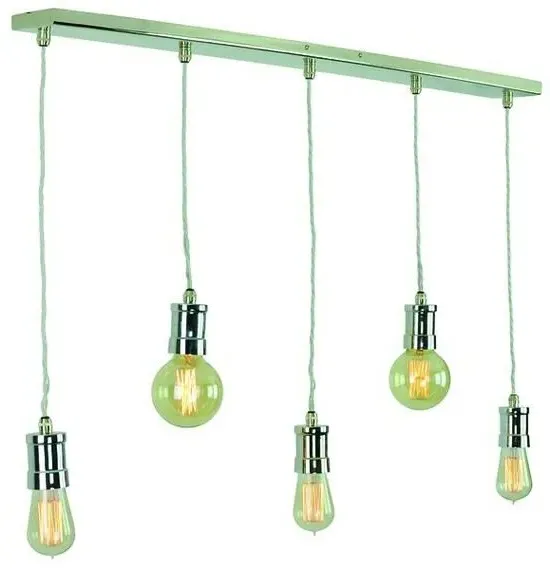 5-Light Pendant Light - Nickel, Brass
