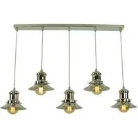 5-Light Pendant Light - Polished Nickel, Brass