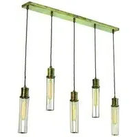 5-Light Pendant Light with Cage - Distressed
