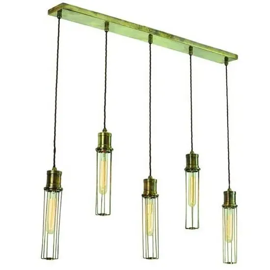 5-Light Pendant Light with Cage - Distressed