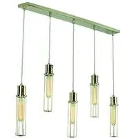5-Light Pendant Light with Cage - Polished Nickel