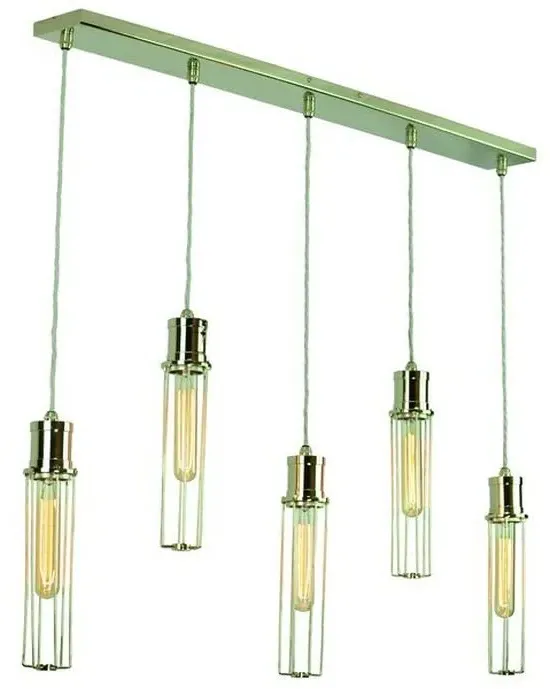5-Light Pendant Light with Cage - Polished Nickel