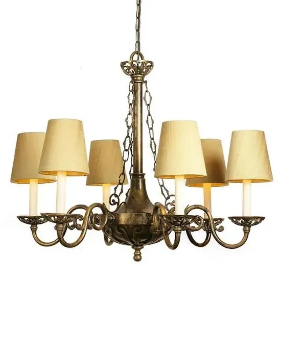 6-Arm Pendant Light - Antique, Black Shade