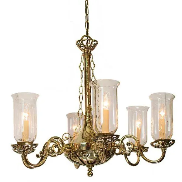 6-Arm Pendant Light with Storm Shades - Antique