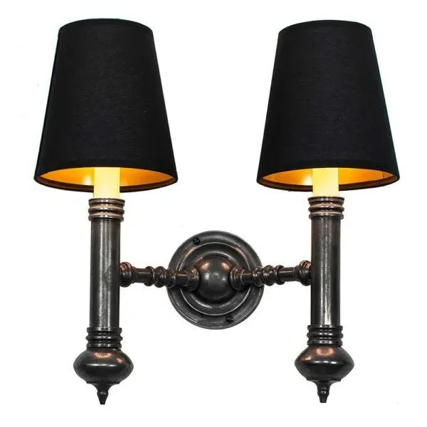 Carlton Twin Wall Light - Old Antique, Black