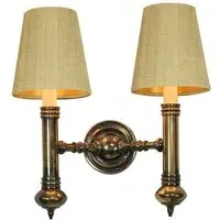 Carlton Twin Wall Light - Polished Brass, Gold Shade