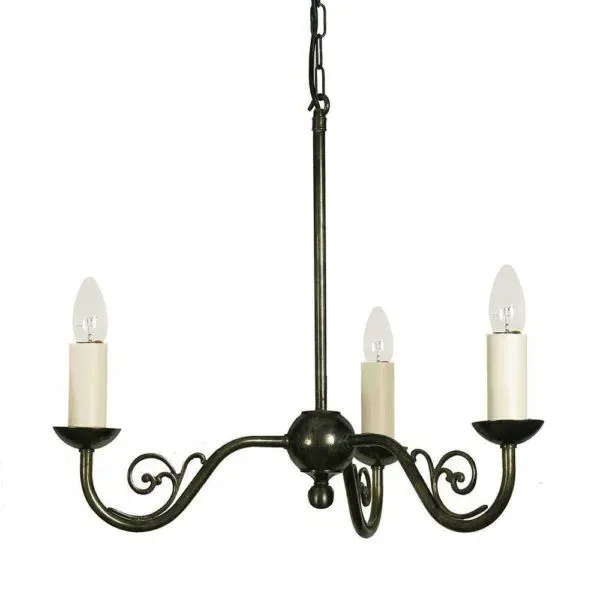 Cottage 3-Branch Pendant Light - Old Antique Brass