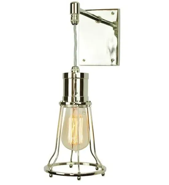 Drop Wall Light with Cage - Brass