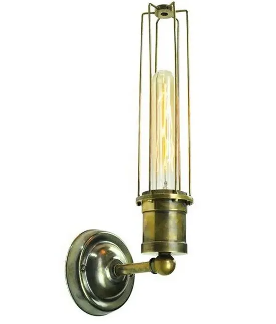 Drop Wall Light with Cage - Distressed