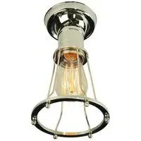 Flush Ceiling Light with Cage - Nickel, Brass