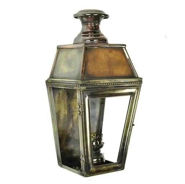 Flush Wall Lantern with Oil Burner - Brass